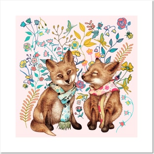 Whimsical Forest Foxes Posters and Art